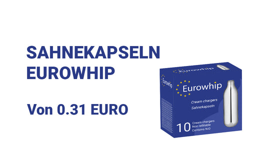 Eurowhip Sahnekapseln sind unsere beliebtesten und günstigsten Sahnekapseln mit lachgas kaufen..