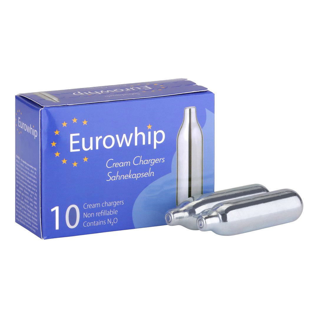 Eurowhip Sahne kapseln passend für alle handelsüblichen Sahnespender von Liss, Mosa, Isi, Kayser. Sahnekapseln günstig kaufen.